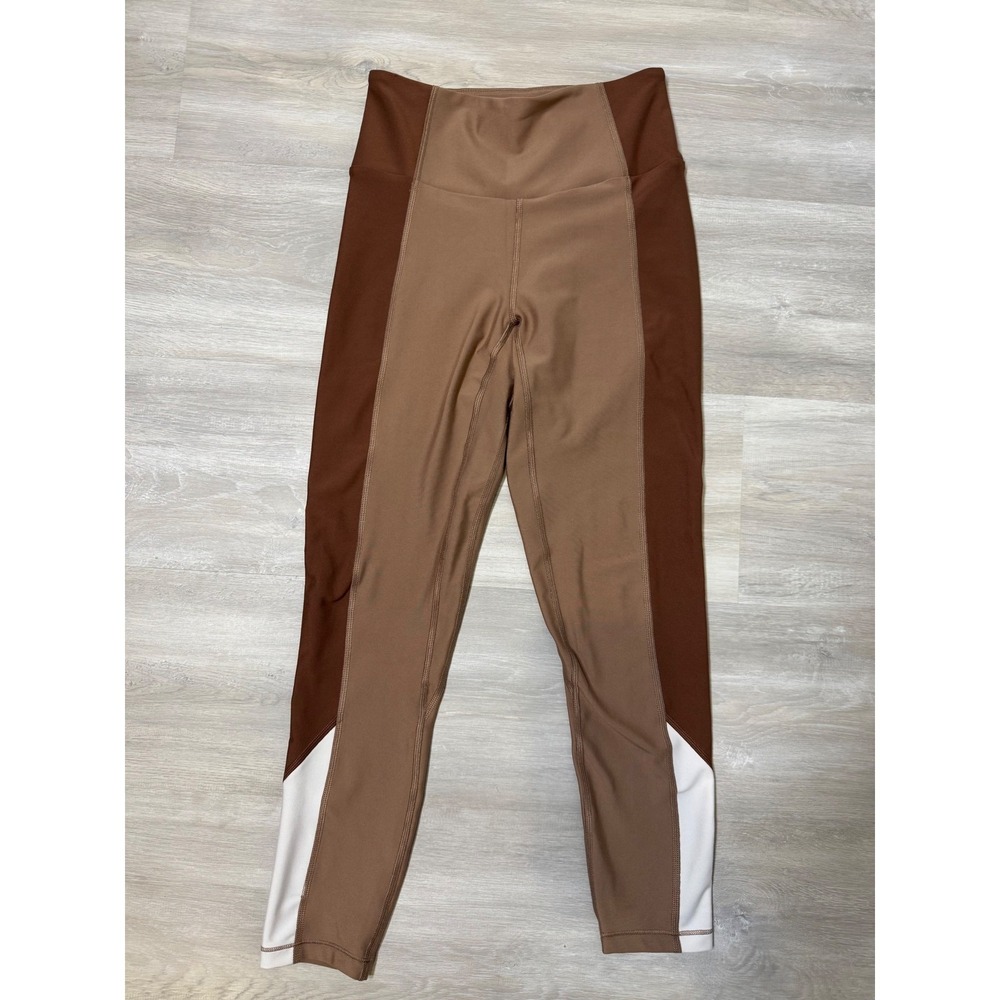 YPB Your Personal Best Women Athletic Leggings Small Short Brown Colorblock Tan